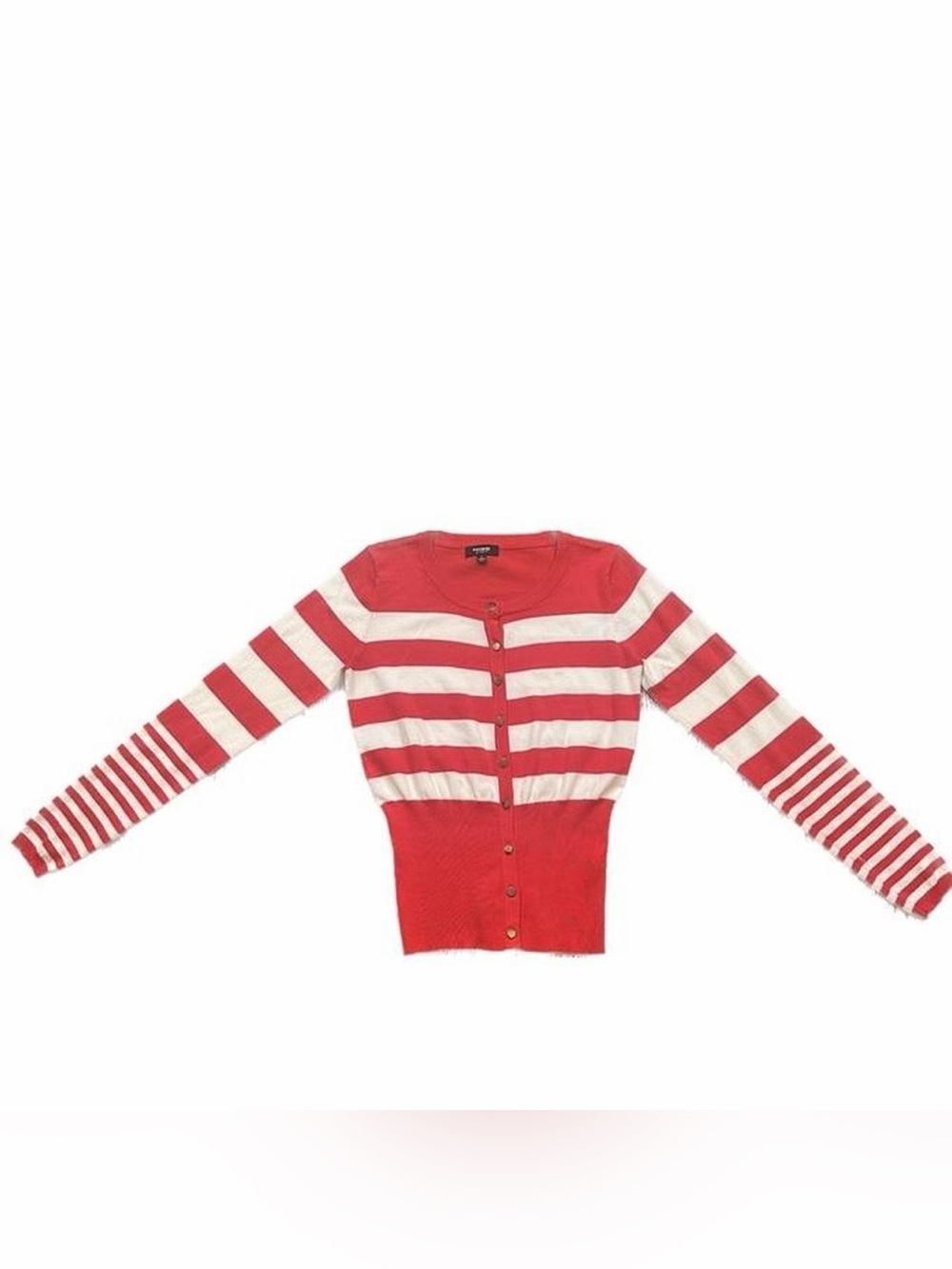 Premise Red & White Striped Button-Front Cardigan